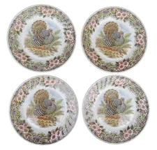 4 Dinner Plates Thanksgiving Churchill Myott Factory England 10-inch set A