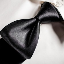 VESUVIO NAPOLI Black Solid Necktie TIE 58"L x 3.75"W