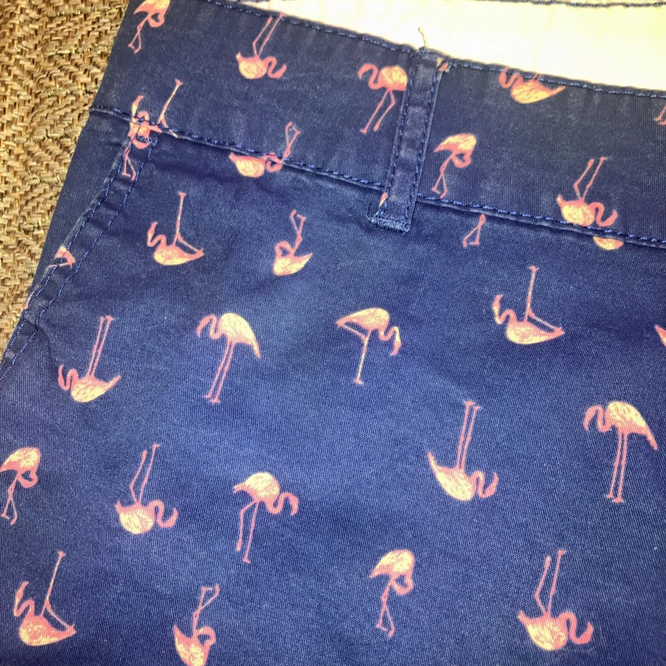 Pantalones Cortos Mujer Caribbean Joe Azul Rosa Flamenco Chino Talla 10 Playa Vacaciones #25 Foto 3 de 4