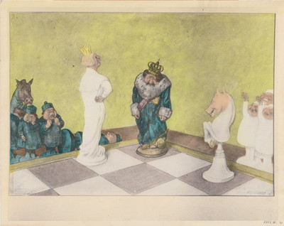  Checkmate''  By  Swedish Artist  Robert  Hogfeldt  Lithograph marked H.D.V.K. 49