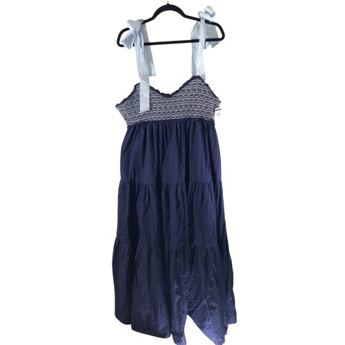 Free People Bluebell gesmoktes Mieder Stufen Maxi Sommerkleid Eclipse dunkelblau XL