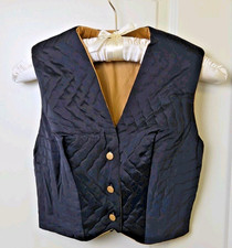 Vtg 1960s GLAM Bed Jacket Lounge Vest Gold Buttons Vanity Fair Quilted Size 34