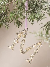 Anthropologie Aurelia Gold Monogram Letter M Initial Christmas Holiday Ornament