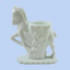 Rare Vintage Milk Glass Horse Toothpick Match Holder Planter Decor Celadon Tint