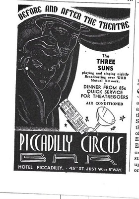 Print Ad Before And After Theatre Piccadilly Circus Bar 1940s Hotel NYC Vintage
