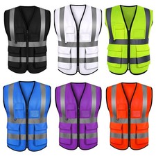 Hi Vis Safety Vest Incident Command Vest with 5 Pockets Reflective Strips