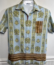 Robert Graham Short Sleeve Flip Cuff Floral Print Button Up Shirt M Mixed Media