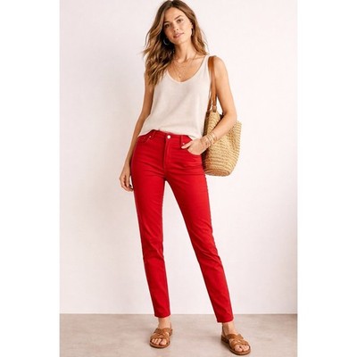 Gerry Weber Red Slim Leg Stretch Cotton Blend Five Pocket Trousers Size US 12