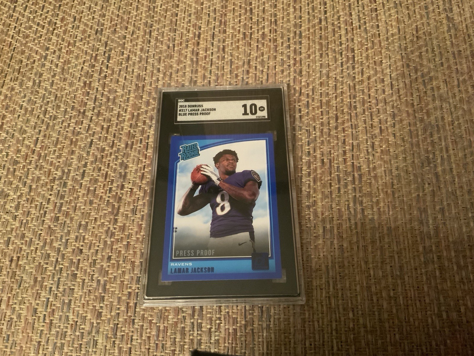 2018 Donruss #317 Lamar Jackson Blue Press Proof SGC 10