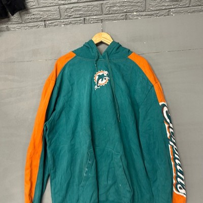 Reebok NFL Miami Dolphins Hoodie Teal Orange Mens 2XL Pullover Sweatshirt