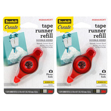 Scotch Permanent Double-Sided Tape Runner Refill: 0.31 in. x 49 ft. Red 2 Roll