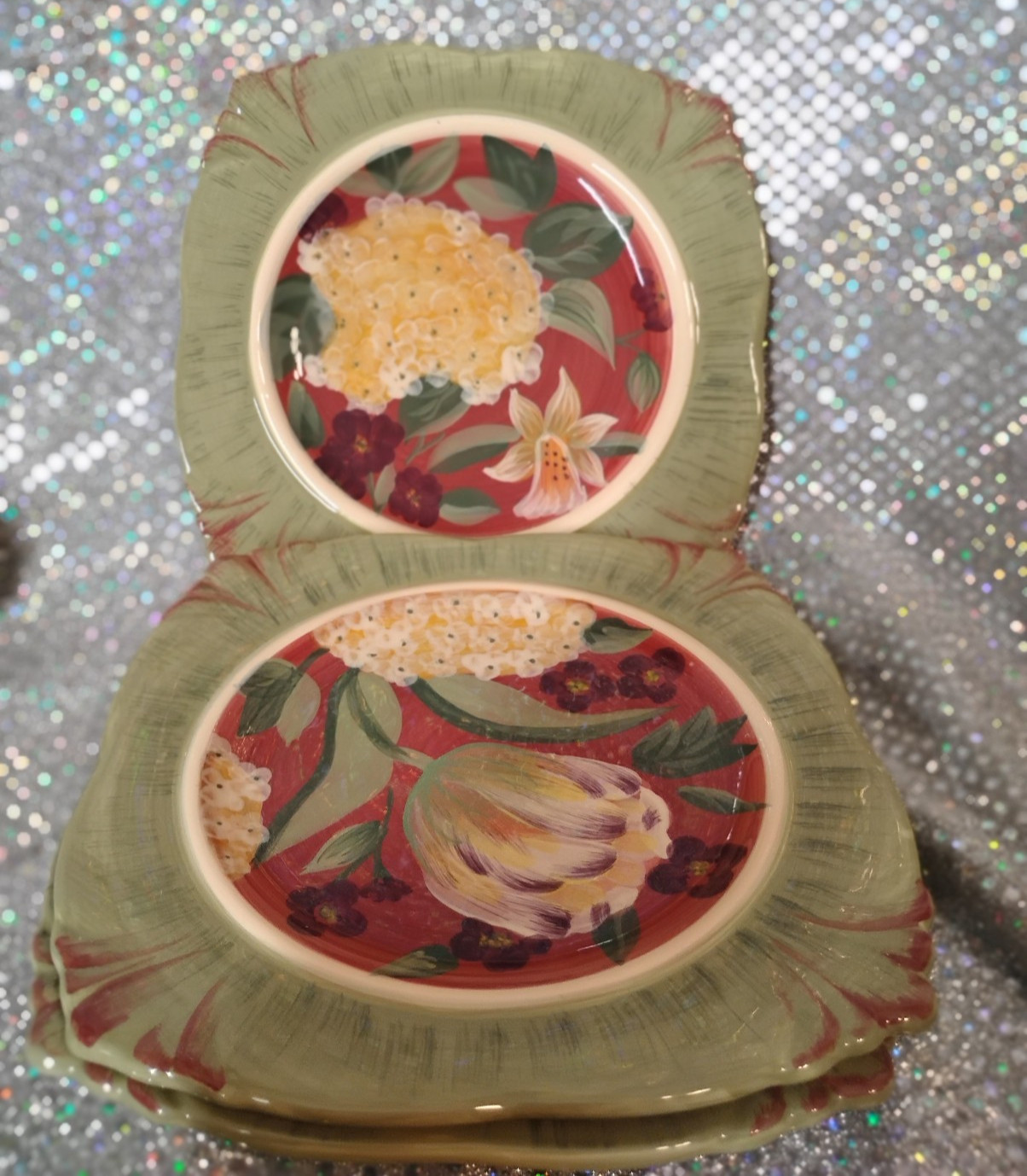 Lot of 3 Pamela Gladding Certified International Floral Tapestry 8" Salad Plates