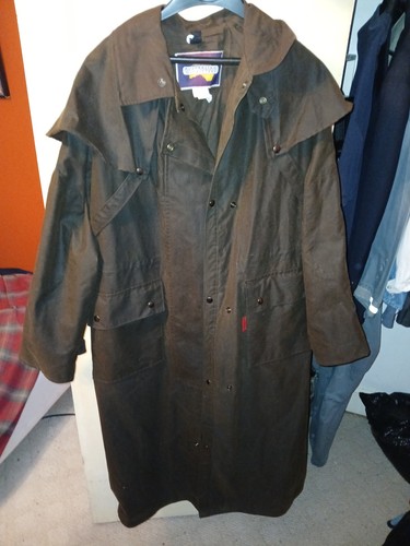 Down Under Australian Outback Oilskin Duster Rider Jacket Size large