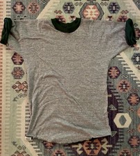 True Vintage Marshall Fields Double Sided Reversible T Shirt Green Grey USA Made