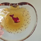 Vintage Hand Blown Art Glass Freeform Fish Bowl Orange to Clear ?Murano
