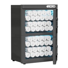 DISHUP 46L Hot Towel Warmer Cabinet,Stainless Steel Racks,Black/White/Pink