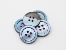 18 x Buttons - Blue - 26mm - Mother of Pearl from the 80s & 90s - Made in Italy