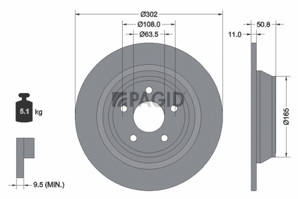 2X Pagid Bremsscheibe 55687NC FüR Ford Mondeo 5 CD Turnier CF CE Ecoboost Tdci-image