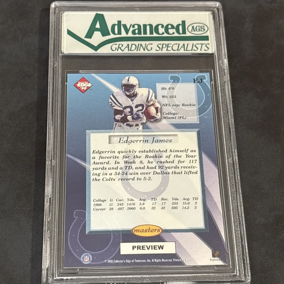 EDGERRIN JAMES 1999 Collector's Edge Masters vista previa #EJ RC novato Foto 4 de 4