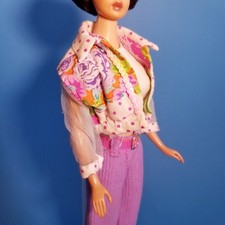 Vintage TEEN TALK Barbie Replacement Outfit W Purple Corduroy Bell Bottoms