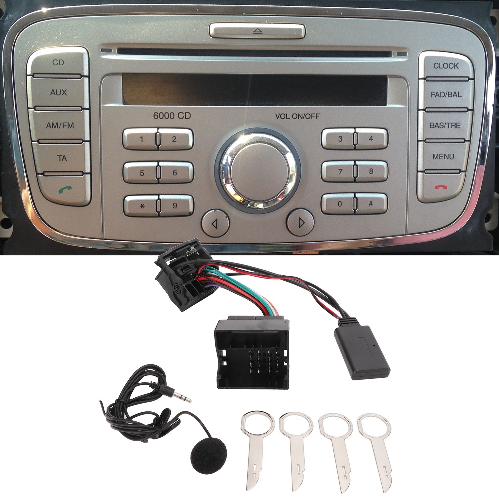 ⁺Bluetooth5.0 Wireless Adapter Aux In Cable With Microphone For.