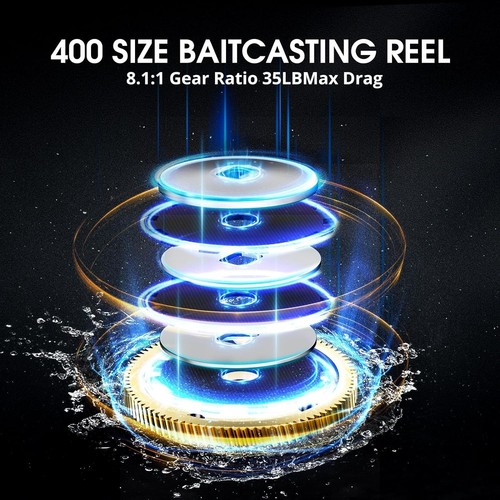 Alijoz 400 Baitcasting Reel - Aluminum, Low Profile, 38Lbs Max Drag - Picture 6 of 9