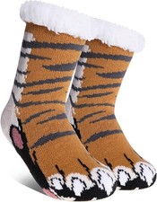 Kids Fuzzy Slipper Socks Boys Girls Soft Cozy Fluffy Grips Socks Winter Warm Non