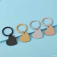 Peach Heart Keychains Stainless Steel New Slanted Laser Blank Wordless Material