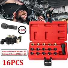 16pc Spark Plug Thread Repair Rethreading Tool Kit M16 Threaded Coil Insert