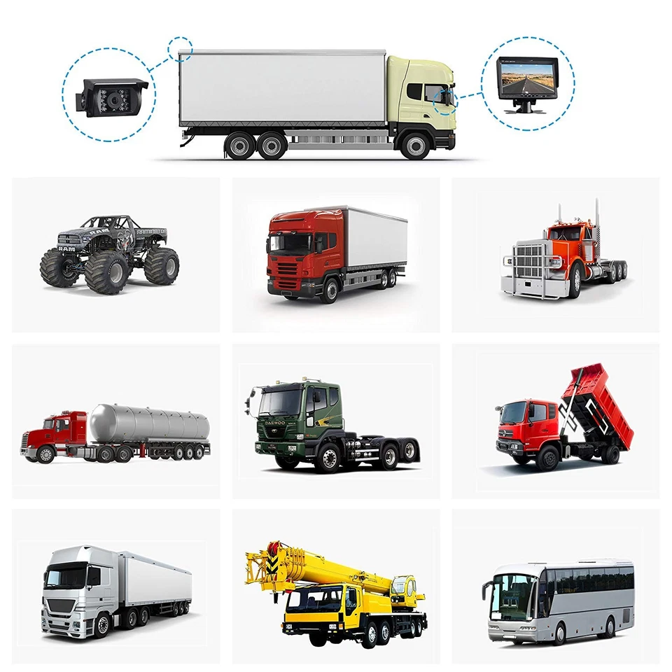 7" Car Monitor w/ IR Night Vision Waterproof Rear View Reverse Backup HD Camera - Image 3 of 4