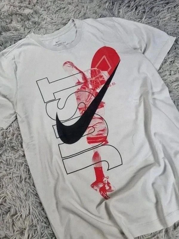 T-shirt Blanc Nike Dri-Fit Just Do It Logo Swoosh Graphique Vintage Usa Taille M - Photo 3/4