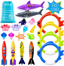 20Pcs Summer Pool Diving Swimming Toys for Kids Ages 3-12, Fun Swim Games Sinkin