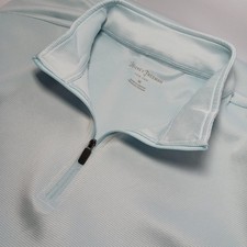 Hickey Freeman Mens 1/4 Zip Performance Golf Pullover Blue Stripes Sz M Stretch