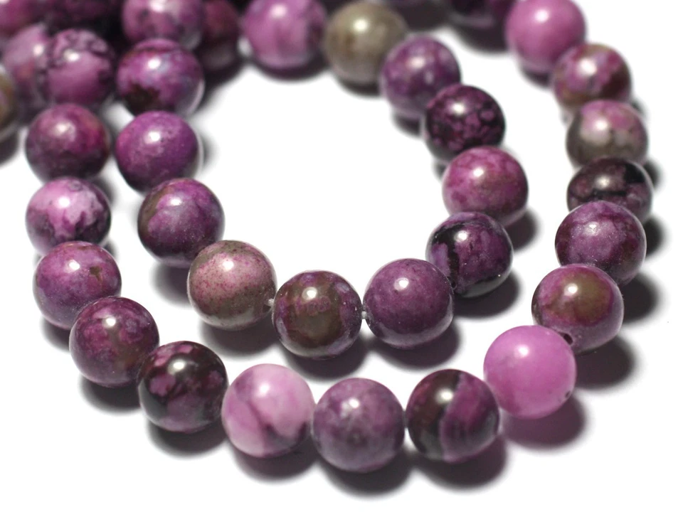 HOMEMADE Fil 37cm 56pc environ - Perles Pierre Sugilite Boules 6mm Violet rose