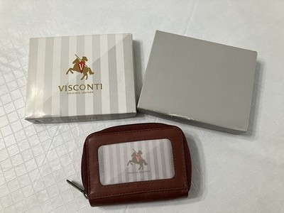 VISCONTI Zip Wallet coin card case ART #1182 POLO Brown New