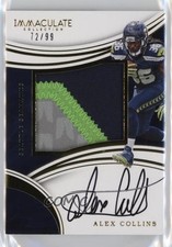 2016 Panini Immaculate Premium Rookie 72/99 Alex Collins #AC Patch Auto 04u5