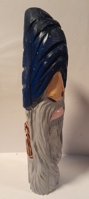 Chainsaw Carved Cedar Wizard Gnome With Owl 22'' Tall Signed Art