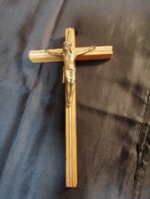 Kruzifix alt, Wandkreuz, Holz, Metall, INRI, 70er