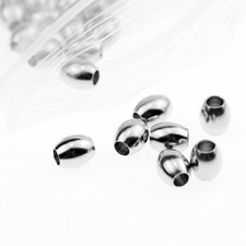 200pc 304 Stainless Steel Barrel Large Hole Beads Smooth Mini Metal Spacer 5x7mm