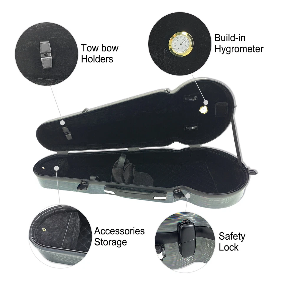 16 Inch Viola Case Adjustable Viola Case for 15-16.5 Inch Carbon Fiber Hard Case - Image 3 of 4