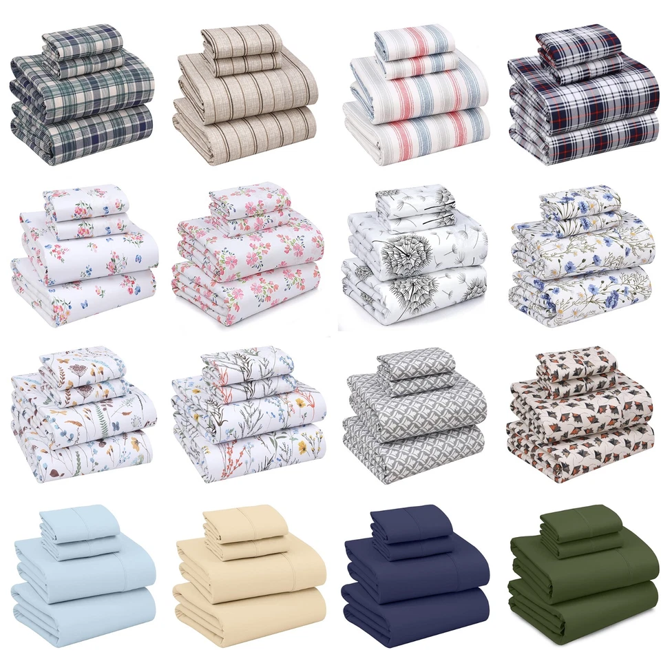 Juego de sábanas 4 piezas 100 % algodón bolsillo profundo 200 hilos acogedoras sábanas suaves Foto 4 de 4