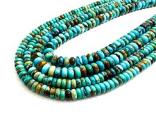 Natural Blue Arizona Turquoise Polished Smooth Rondelle Gemstone Beads PGS399A
