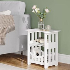 Bedside Table White Drawer Cabinet Small Side End Table Nightstand Storage Shelf