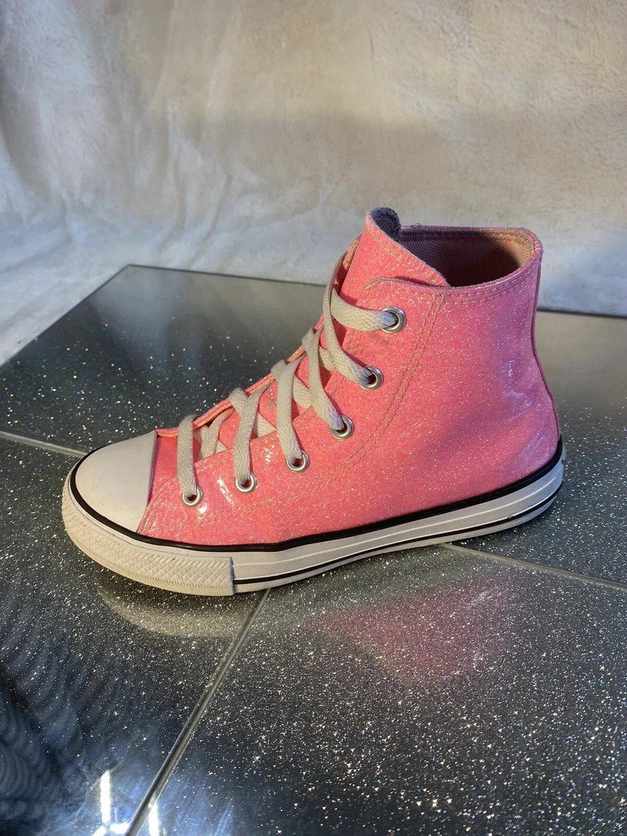 Converse girls Barbie pink Glitter Chuck Taylor rubber hi top. uk 1