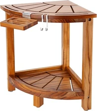 Cartman Original 13" Corner Teak Shower Decorative Bathroom Stand and Foot Rest