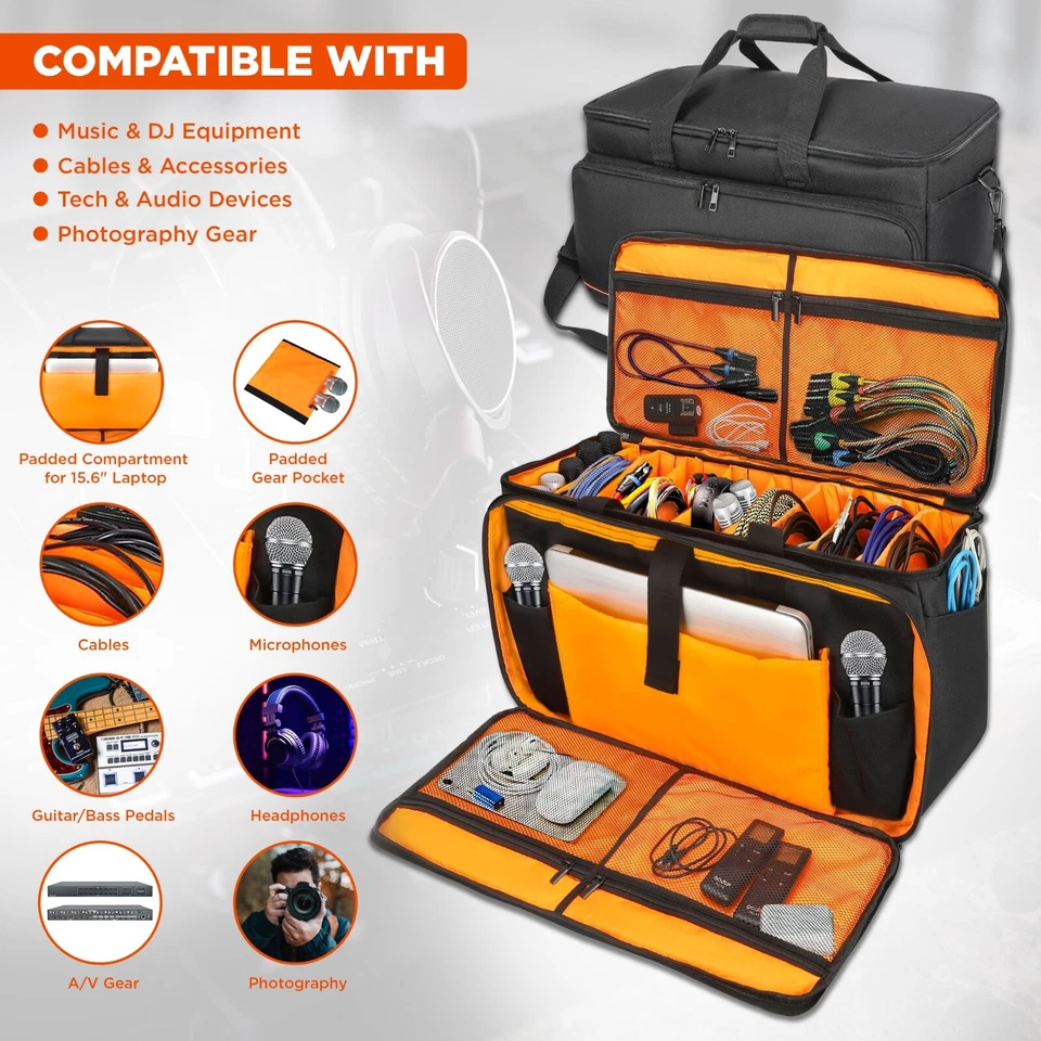 Talrizio Gig Bag Cable File Bag  Gear Organizer DJ Musician Bag 15.6" Laptop VT - Image 4 of 4