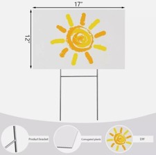 NEW 5 PACK Thick 12"x17" White Durable Blank Corrugated Yard Signs With Stakes