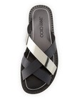 100% AUTH NEW MEN JIMMY CHOO WENDEL GUN CALF MIRROR LEATHER SLIDE SANDAL US 8.5 — photo 2