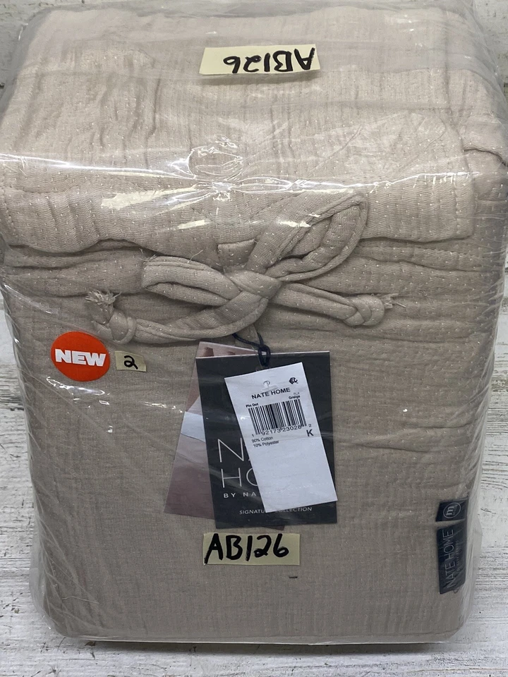 Juego de funda nórdica Nate Home By Nate Berkus Pin Dot Matelasse King 3 piezas gris nuevo Foto 3 de 4