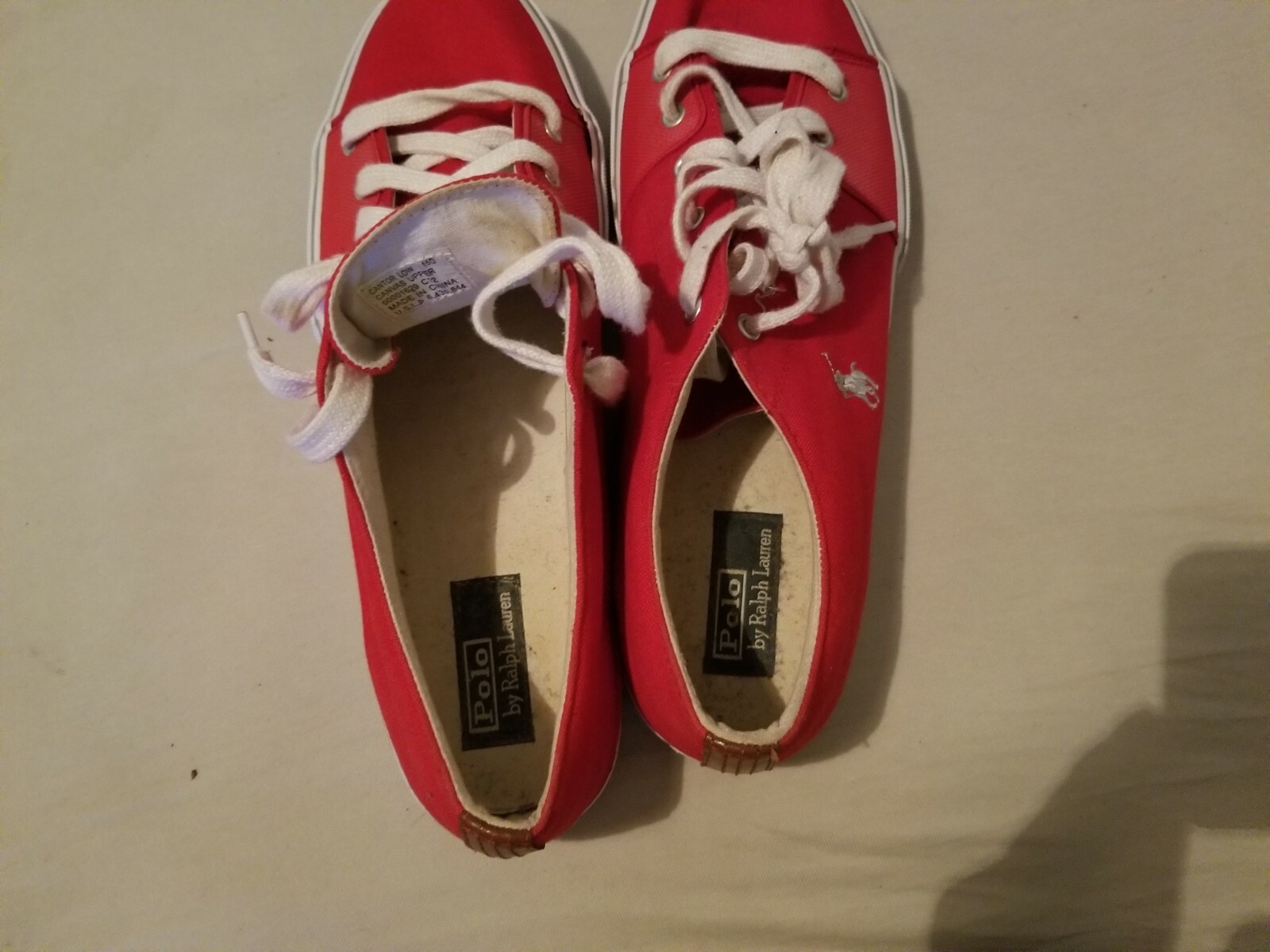 Mens Polo Ralph Lauren Canvas Shoes 15 Red Sneakers Athletic | eBay